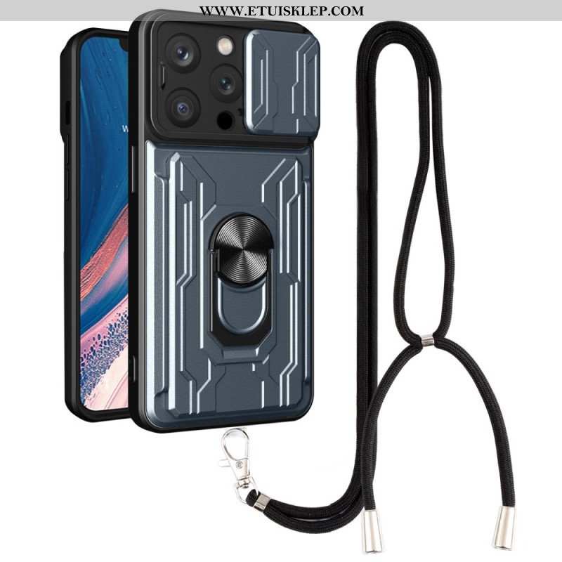 Etui do iPhone 14 Pro ze Sznurkiem Smycz I Stojak Na Karty